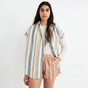 Madewell Central Tunic Shirt in Gillman Stripe Oversized Button Front size XS